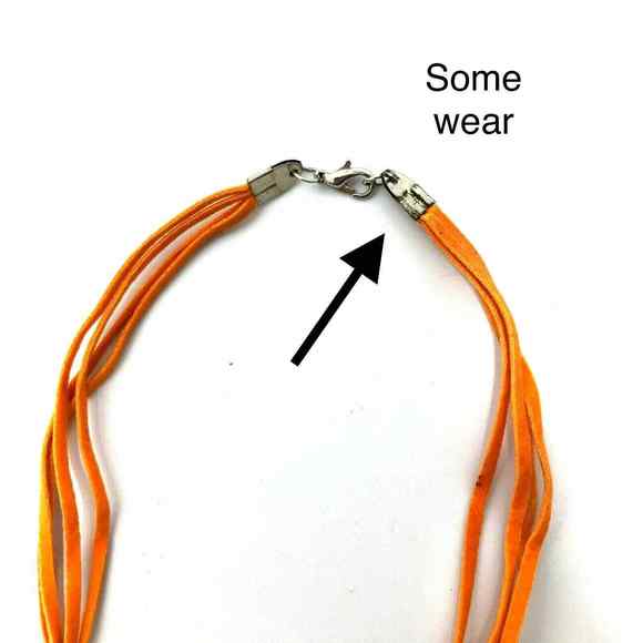 Womens Orange Beaded Pendant Silvertone Chain‎ Necklace - Picture 7 of 9